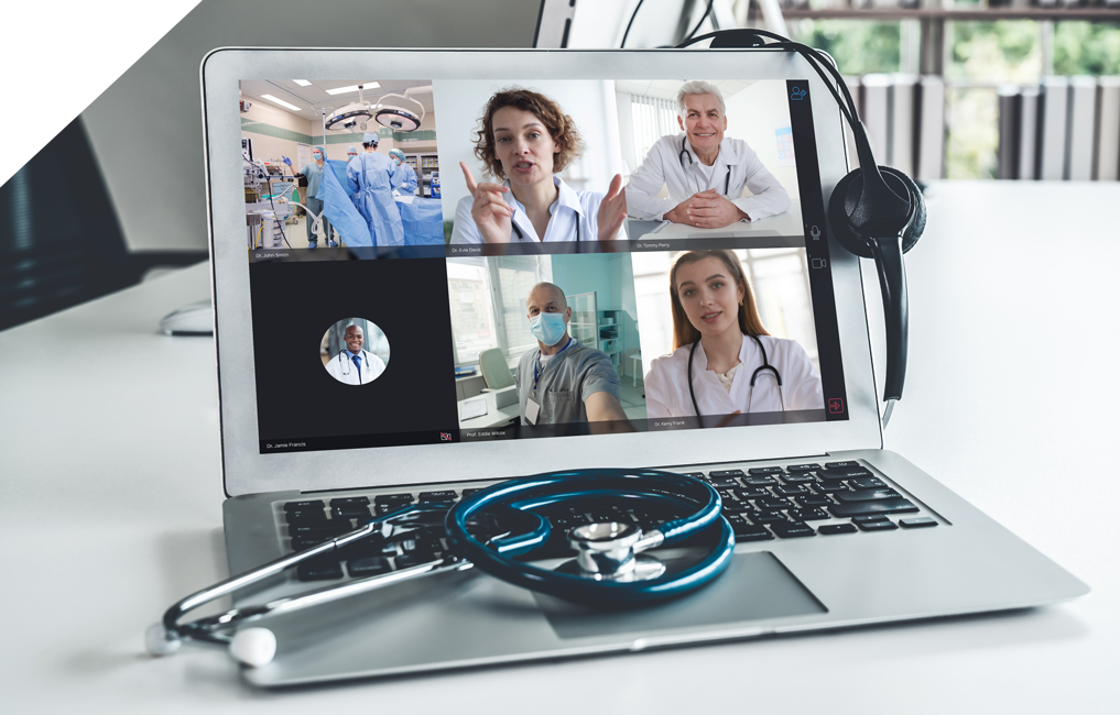 SynX telemedicine video call on labtop